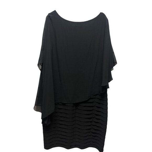 Betsy & Adam Chiffon Capelet Ribbon Sheath Dress - Picture 7 of 8